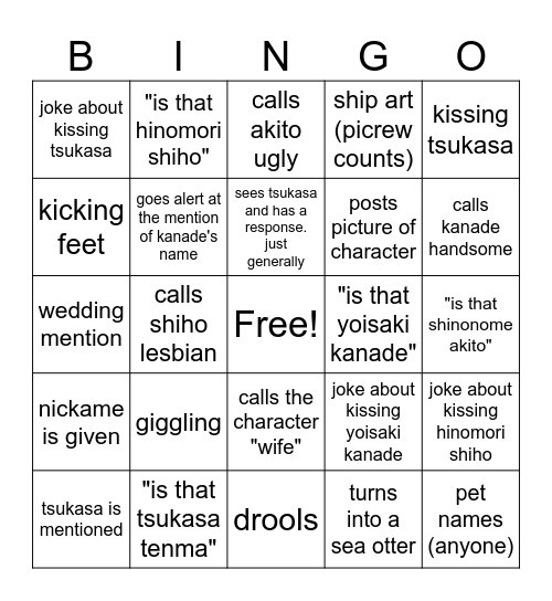 bingo cards for yume friends Bingo Card