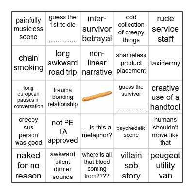 Horreurs au Cinéma l'Amour Bingo Card