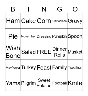 Thanksgiving Bingo Card