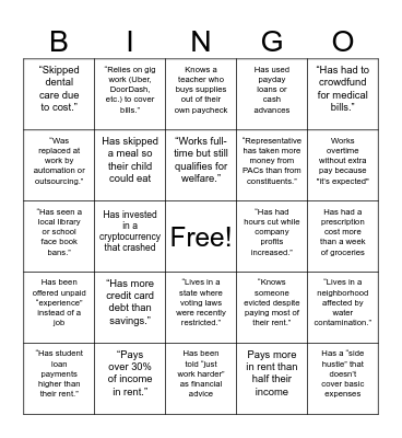 Radical American Capitalism Bingo Card