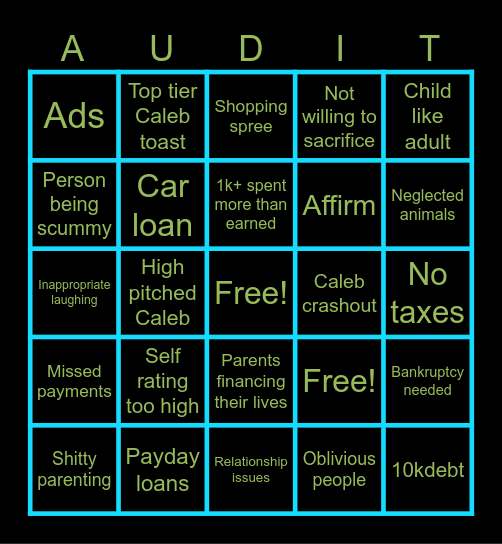Finical audit Bingo Card