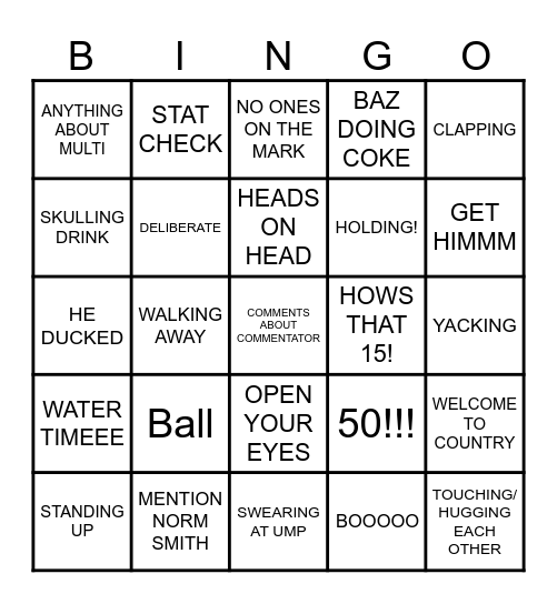 Bounce Down Bingo Card
