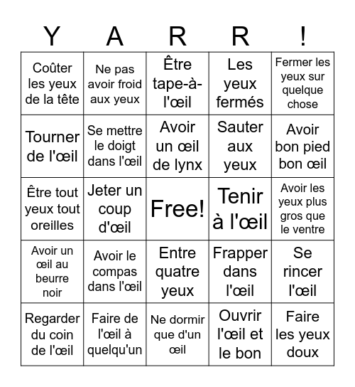 Bingo Pirate! Bingo Card