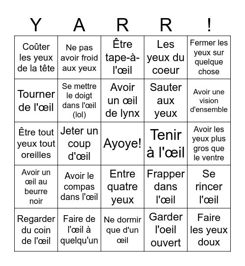 Bingo Pirate! Bingo Card