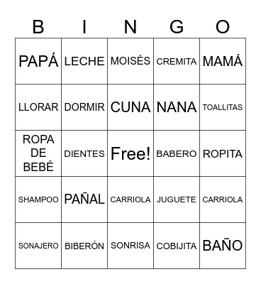 BABY SHOWER GUI Bingo Card