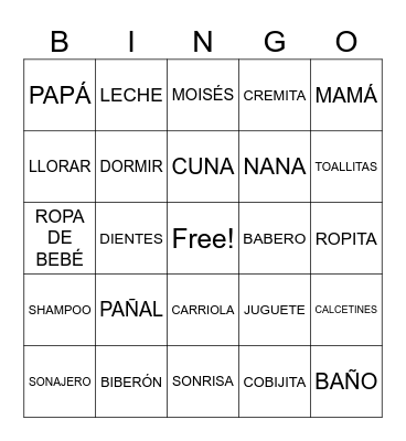 BABY SHOWER GUI Bingo Card