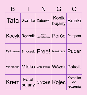 Baby Shower Bingo Card