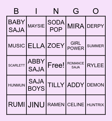 K POP BINGO Card