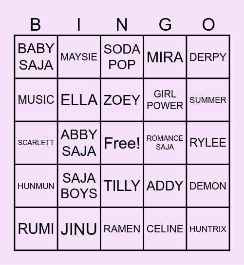 K POP BINGO Card