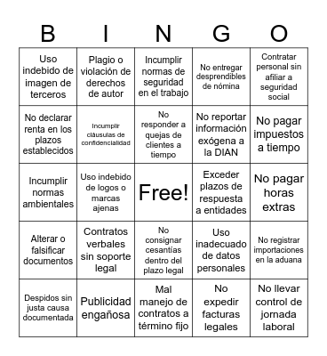¡Legal Seguro! Bingo Card