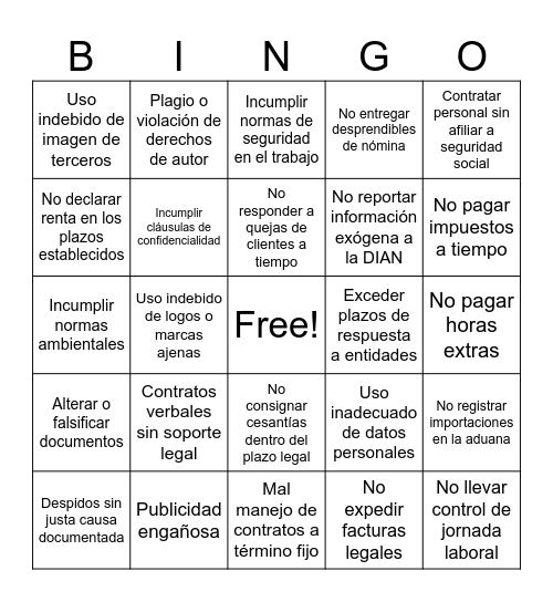 ¡Legal Seguro! Bingo Card