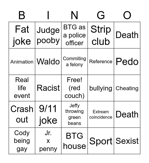 SML Bingo Card