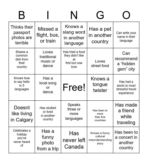 O&O Bingo Card