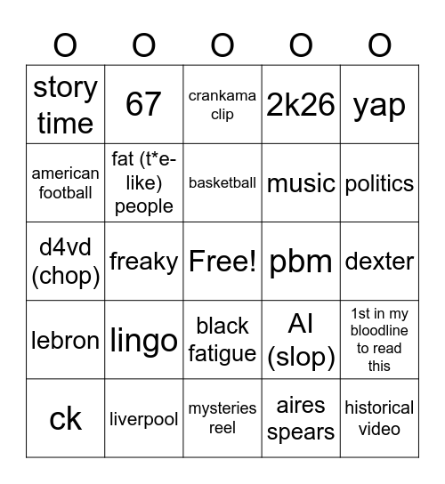 TIKTOK BINGO Card