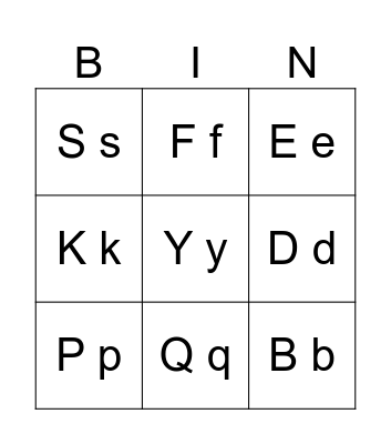 ALPHABET BINGO Card