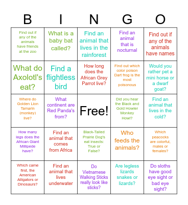 ZOO BINGO! Bingo Card