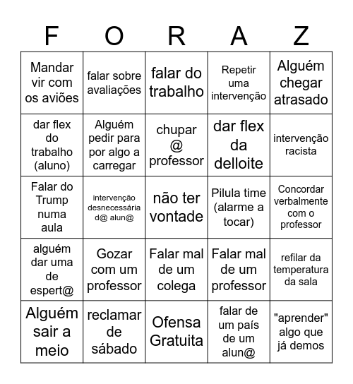 Master´s Bingo Card