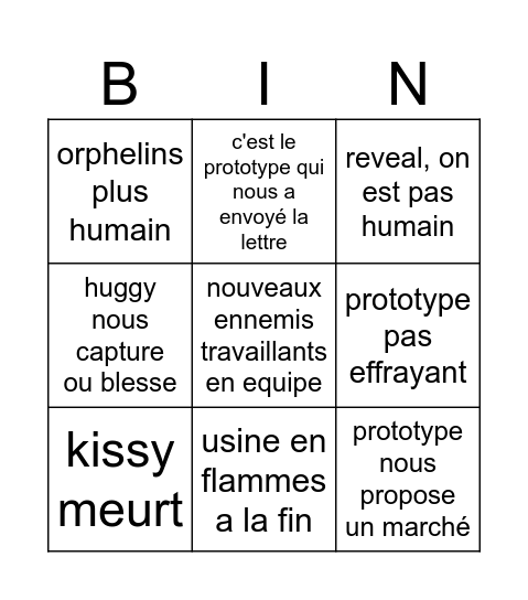 poppy playtime 5 Bingo Card