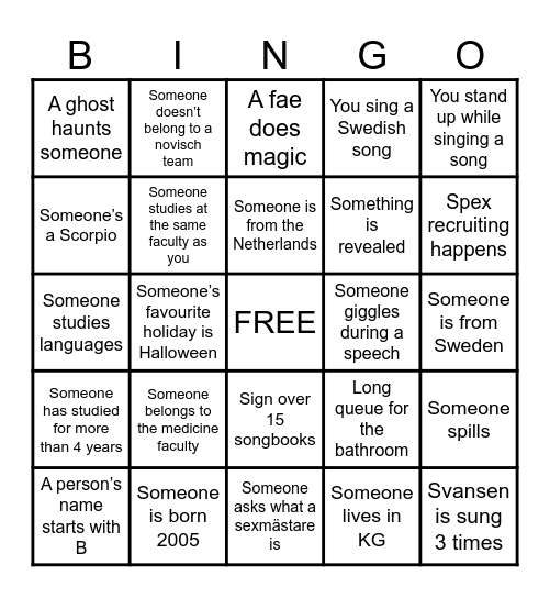 Novisch Feast Bingo (just for fun) Bingo Card
