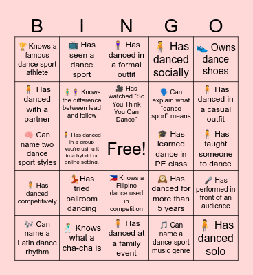 Ballroom Dance! Bingo Card