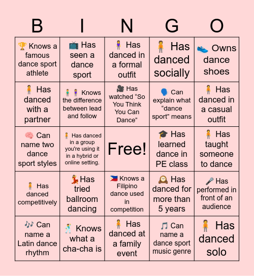 Ballroom Dance! Bingo Card
