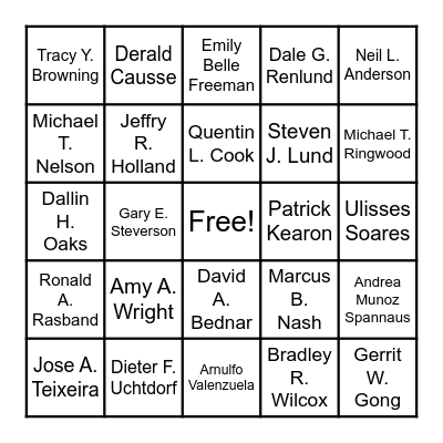 General Church Leadership Bingo Card