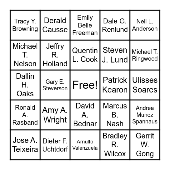General Church Leadership Bingo Card