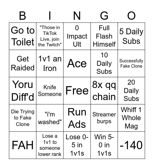 eso's Bingo 27/9 Bingo Card