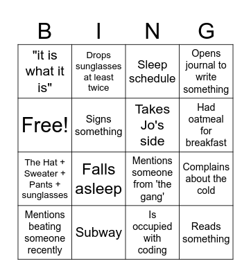 Julia Bingo Card