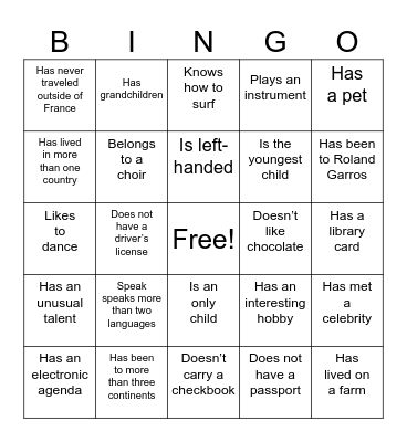 Find someone who… Bingo Card