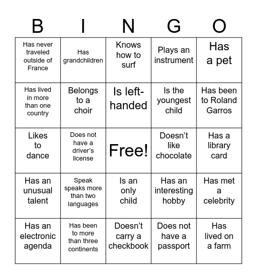 Find someone who… Bingo Card