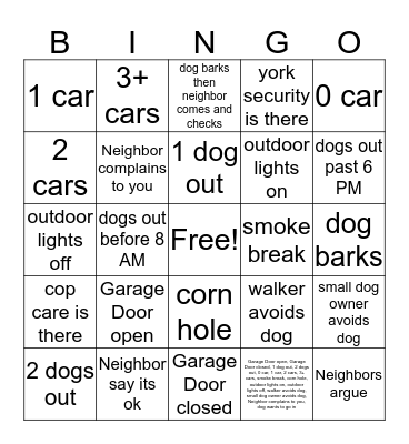 Mich Bingo Card