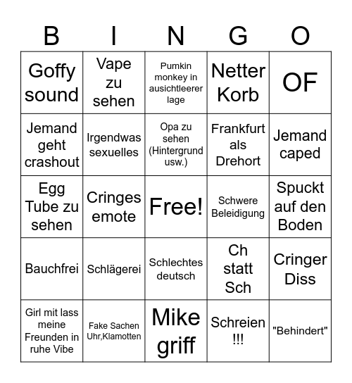 TINDER HAUPTWACHE IN FRANKFURT 😳 MAL WIEDER EIN KULTURSCHOCK.... PUMPINGMNKY Bingo Card