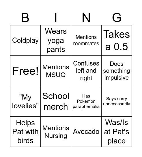 Jo Bingo Card