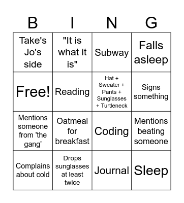 Julia Bingo Card