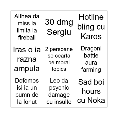 Archaion Bingo Card