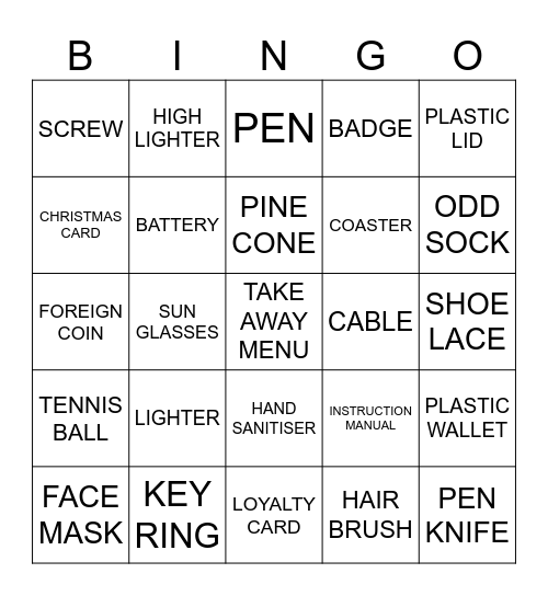 Junk Drawer Bingo Card
