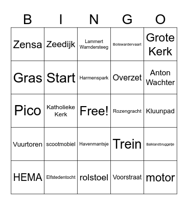 Familiedag Bingo Card