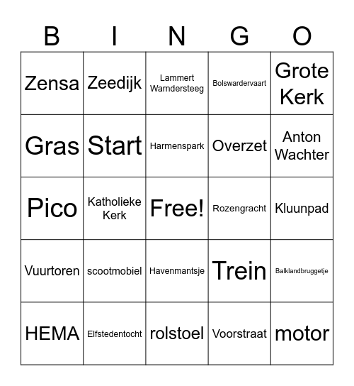 Familiedag Bingo Card