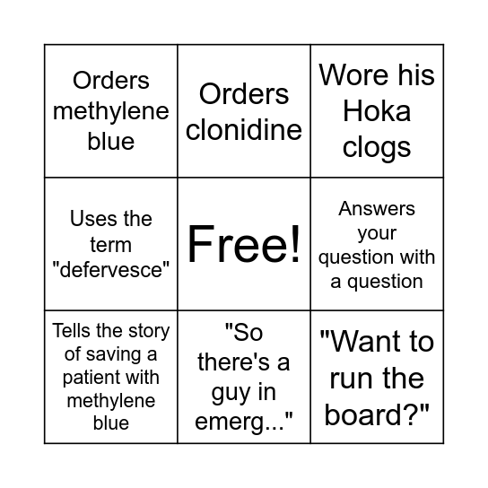 Beck Bingo Card