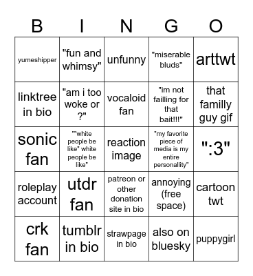 #those twitter users bringo Bingo Card