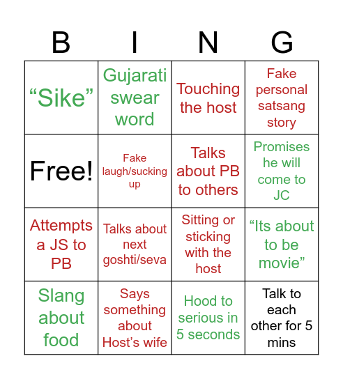 Moron & Karan Johar Bingo Card