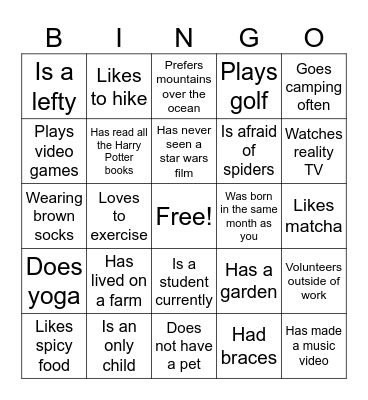 Ice Breaker Bingo Card