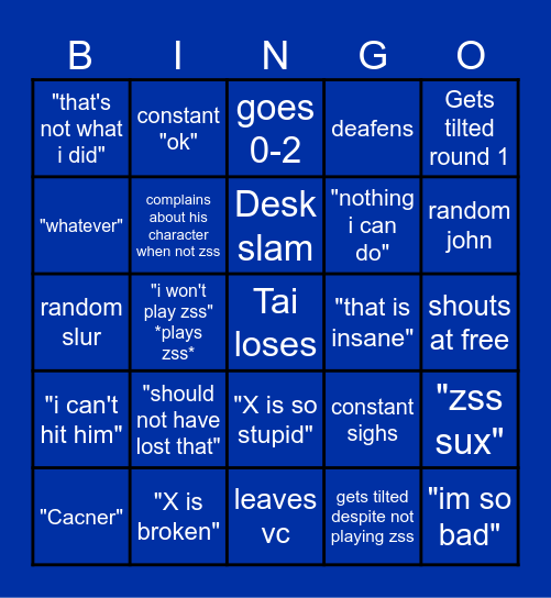 Tai Bracket Bingo Card