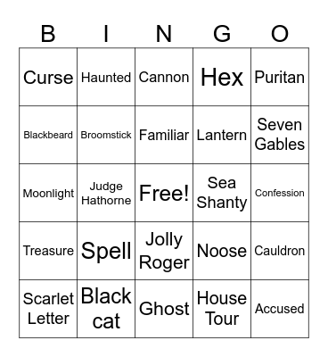 Pirates and Witches Bingo Card