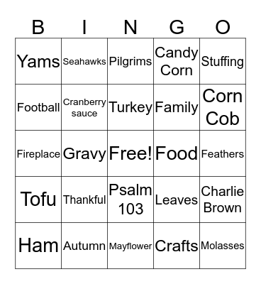 Thanksgiving Bingo Card