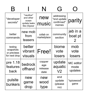 MC LIVE BINGO Card