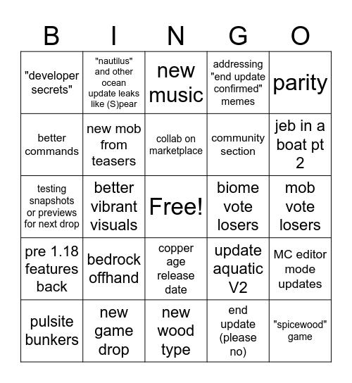 MC LIVE BINGO Card