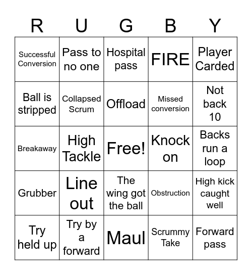 SATURDAY’S A RUGBY DAY Bingo Card