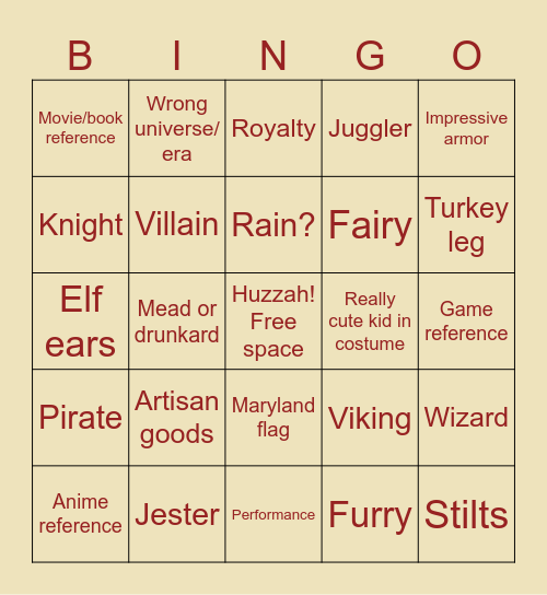 Rennfest :) Bingo Card